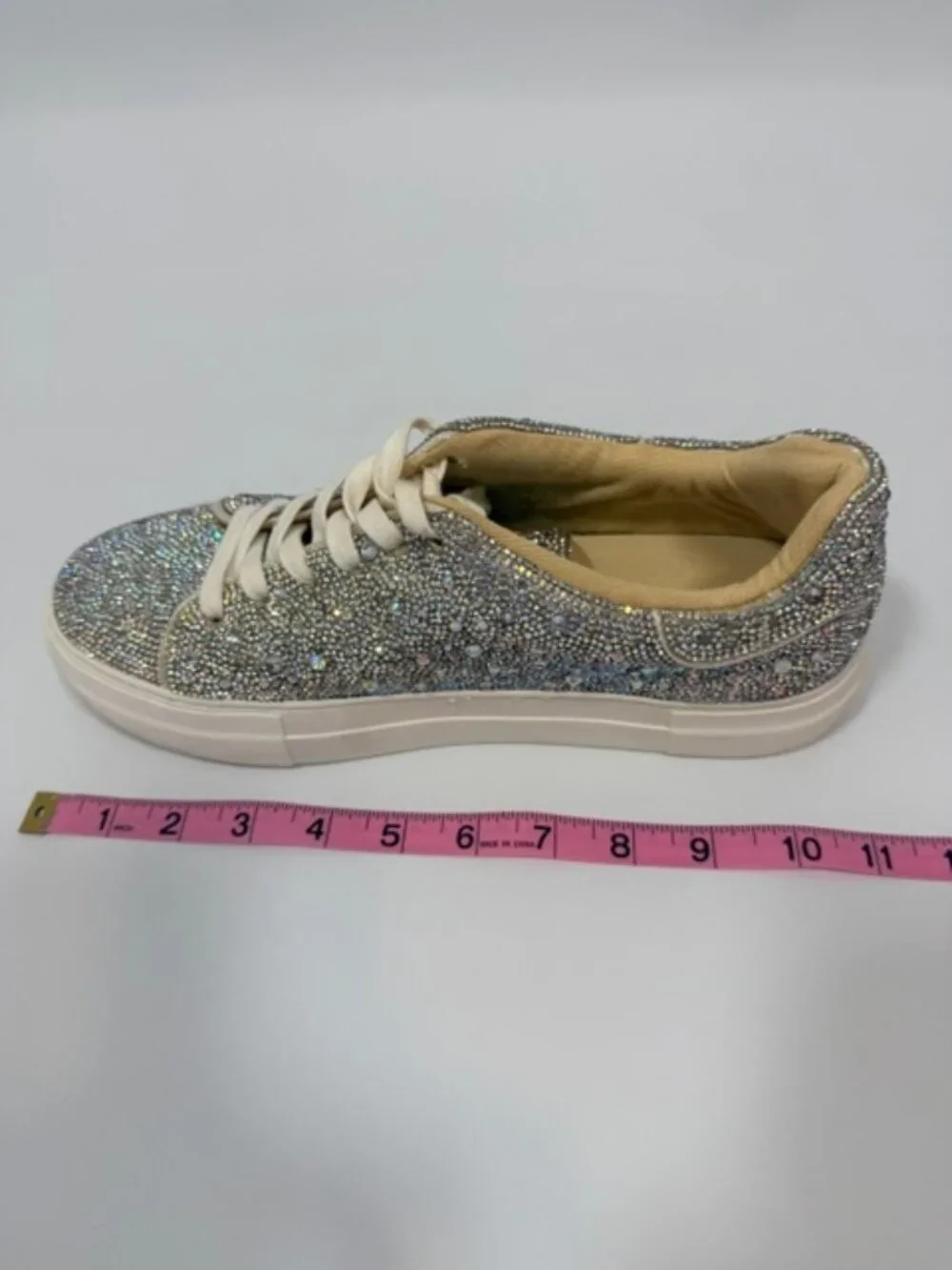 Betsey Johnson Sidny Rhinestone Lace Up Sneakers Size 10 *SEE VIDEO FOR SPARKLE* - Picture 9 of 10